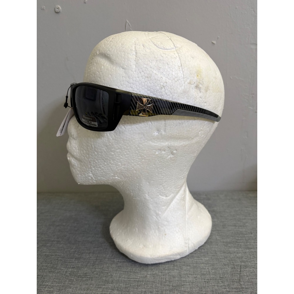 Choppers Sunglasses Mens OS Matte Black Wrap Around Carbon‎ Fiber UV400 Biker